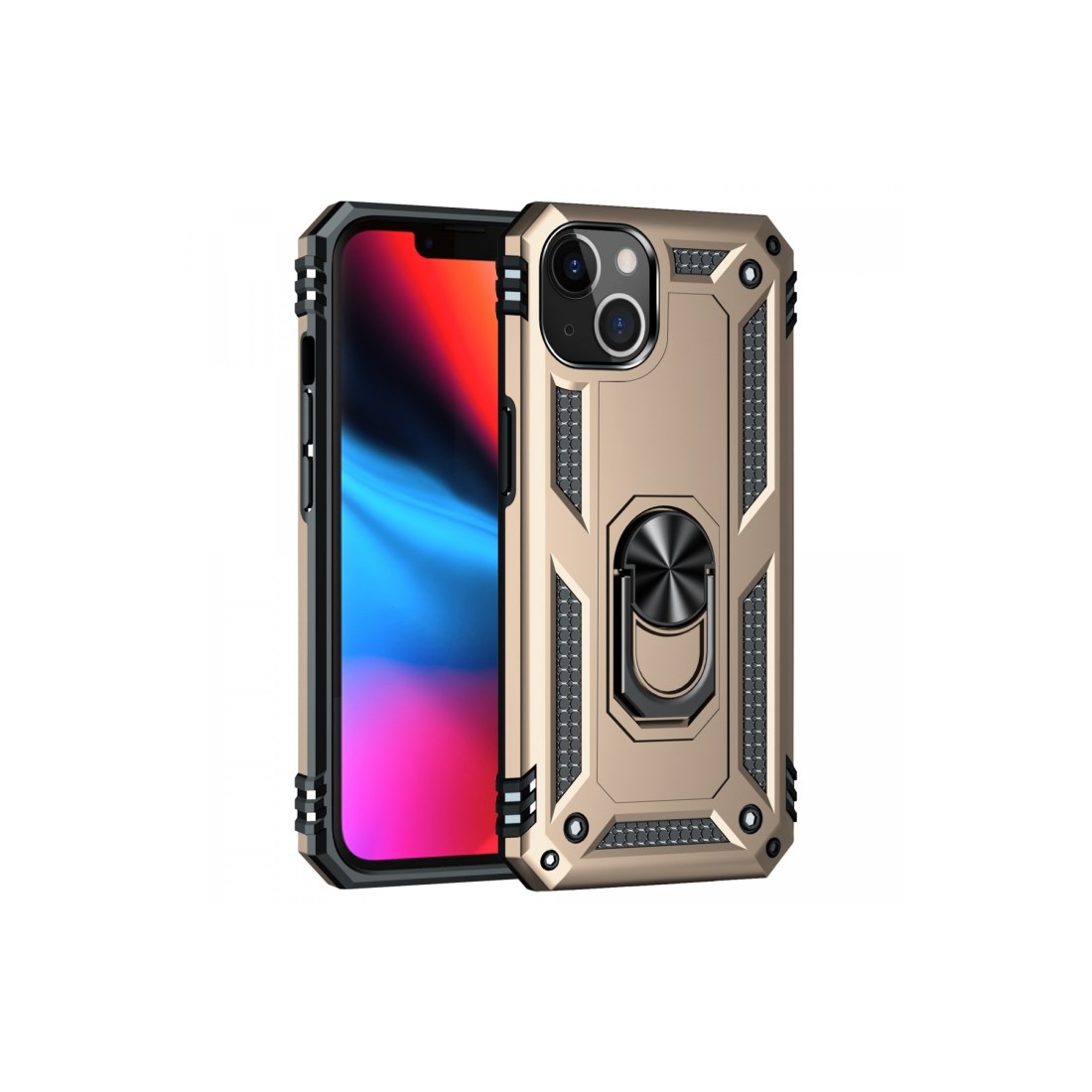  iPhone 13 Kılıf Sofya Yüzüklü Silikon Kapak - Gold