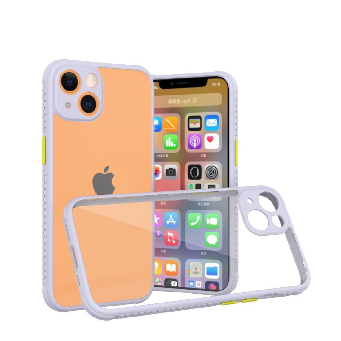  iPhone 13 Mini Kılıf Miami Şeffaf Silikon - Lila