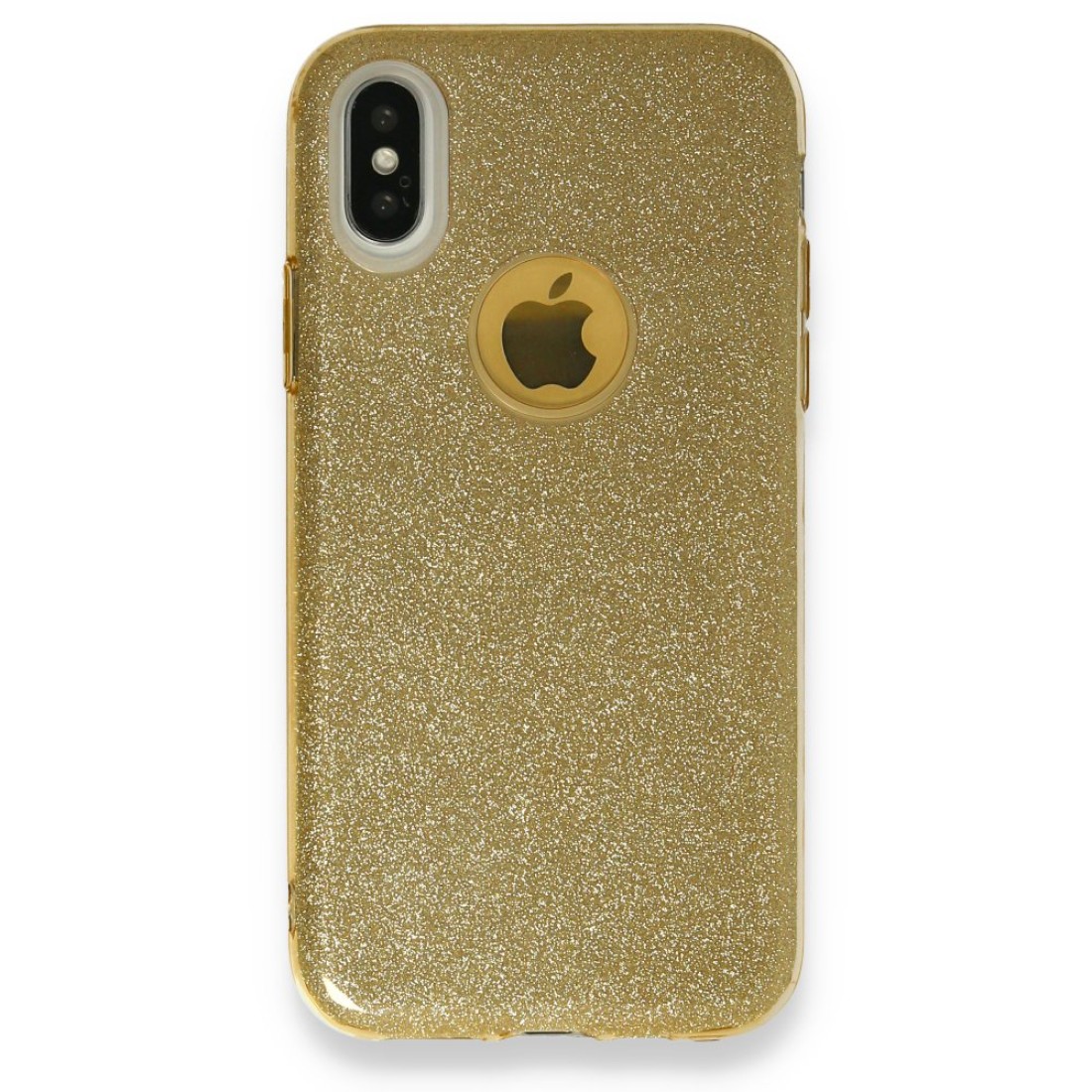  iPhone XS Kılıf Simli Katmanlı Silikon - Gold
