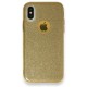  iPhone XS Kılıf Simli Katmanlı Silikon - Gold