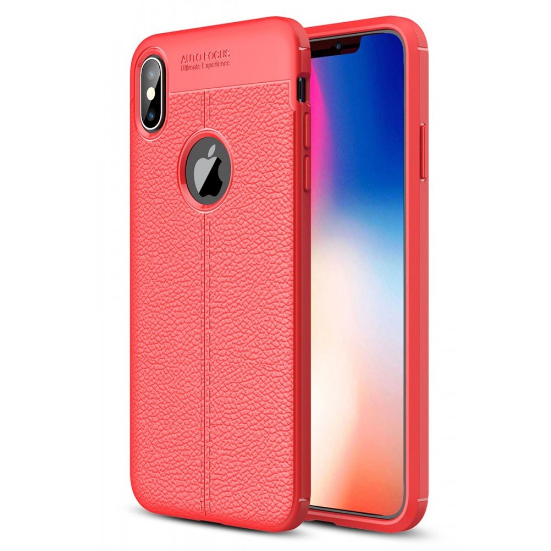 Newface iPhone X Kılıf Auto Focus Kapak - Kırmızı