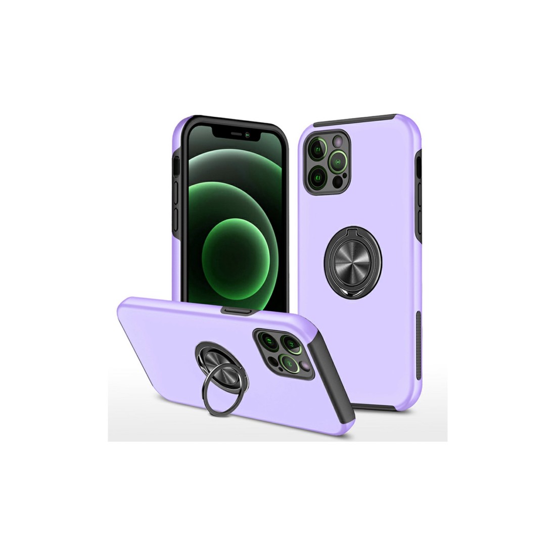 iPhone 12 Pro Kılıf Elit Yüzüklü Kapak - Mor iPhone 12 Pro Kılıf Elit Yüzüklü Kapak - Mor