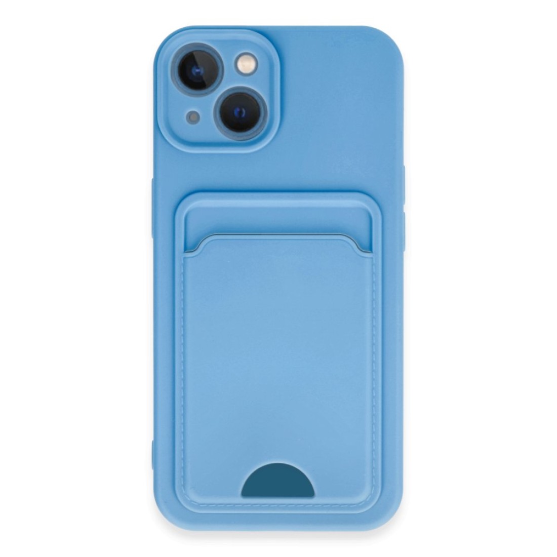  iPhone 13 Kılıf Kelvin Kartvizitli Silikon - Mavi