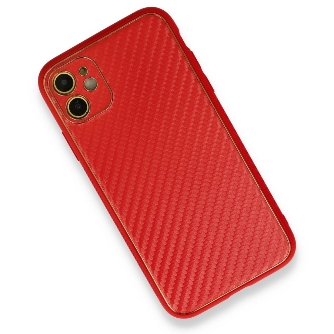 iPhone 12 Kılıf Coco Karbon Silikon - Kırmızı iPhone 12 Kılıf Coco Karbon Silikon - Kırmızı