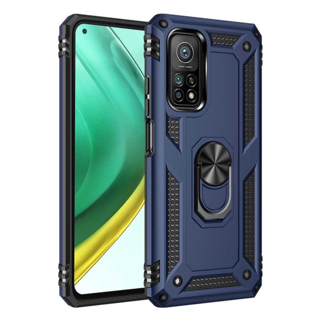  Xiaomi Mi 10T Pro Kılıf Sofya Yüzüklü Silikon Kapak - Lacivert