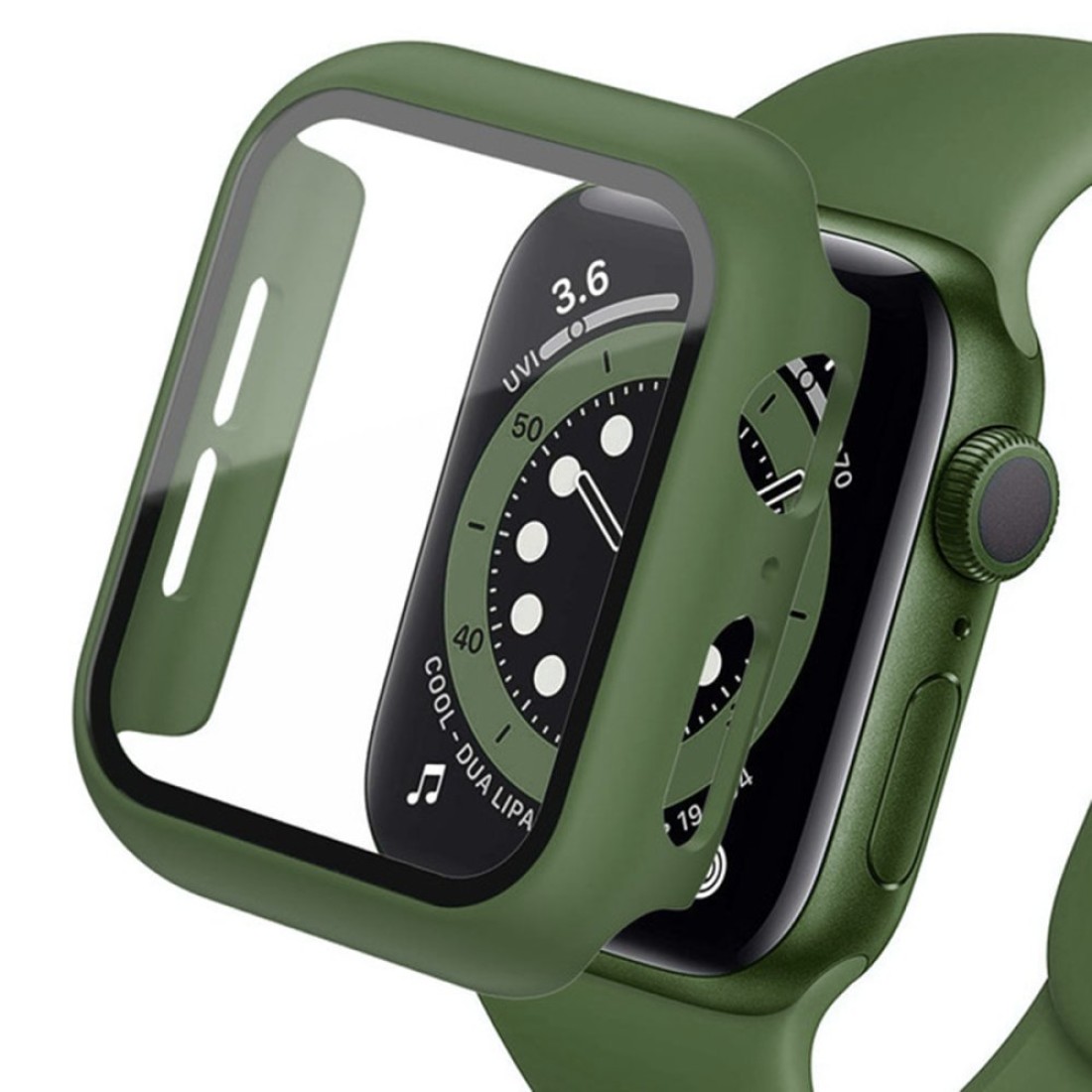  Apple Watch 44mm Camlı Kasa Ekran Koruyucu - Koyu Yeşil