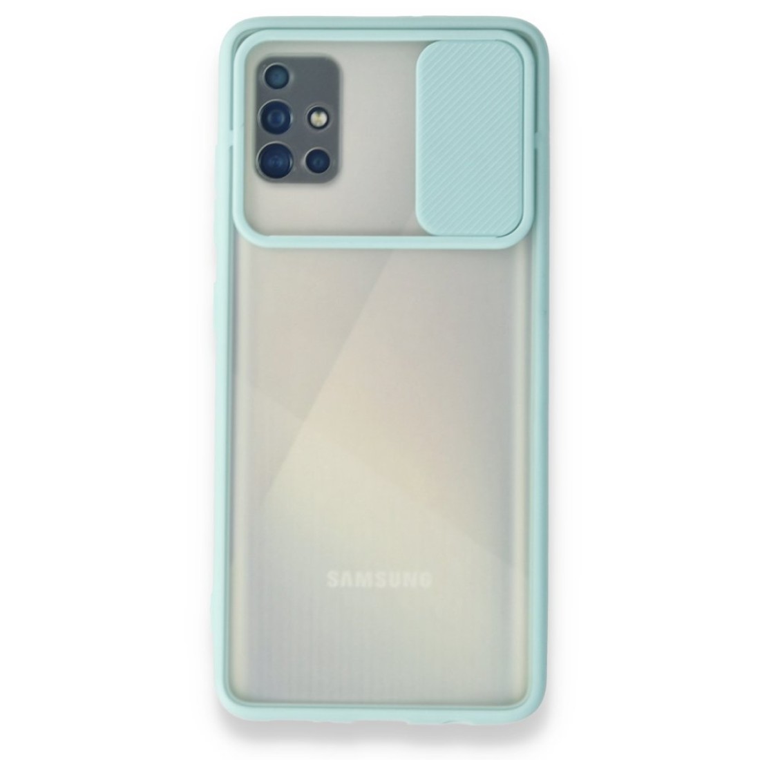  Samsung Galaxy A71 Kılıf Palm Buzlu Kamera Sürgülü Silikon - Turkuaz