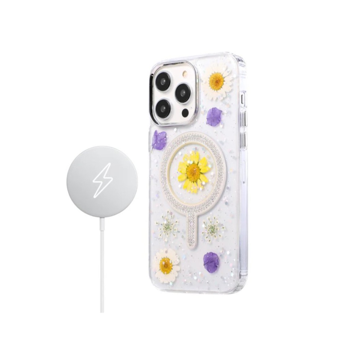  iPhone 14 Pro Flower Magsafe Kapak - Mavi