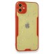  iPhone 12 Kılıf Platin Simli Silikon - Kırmızı