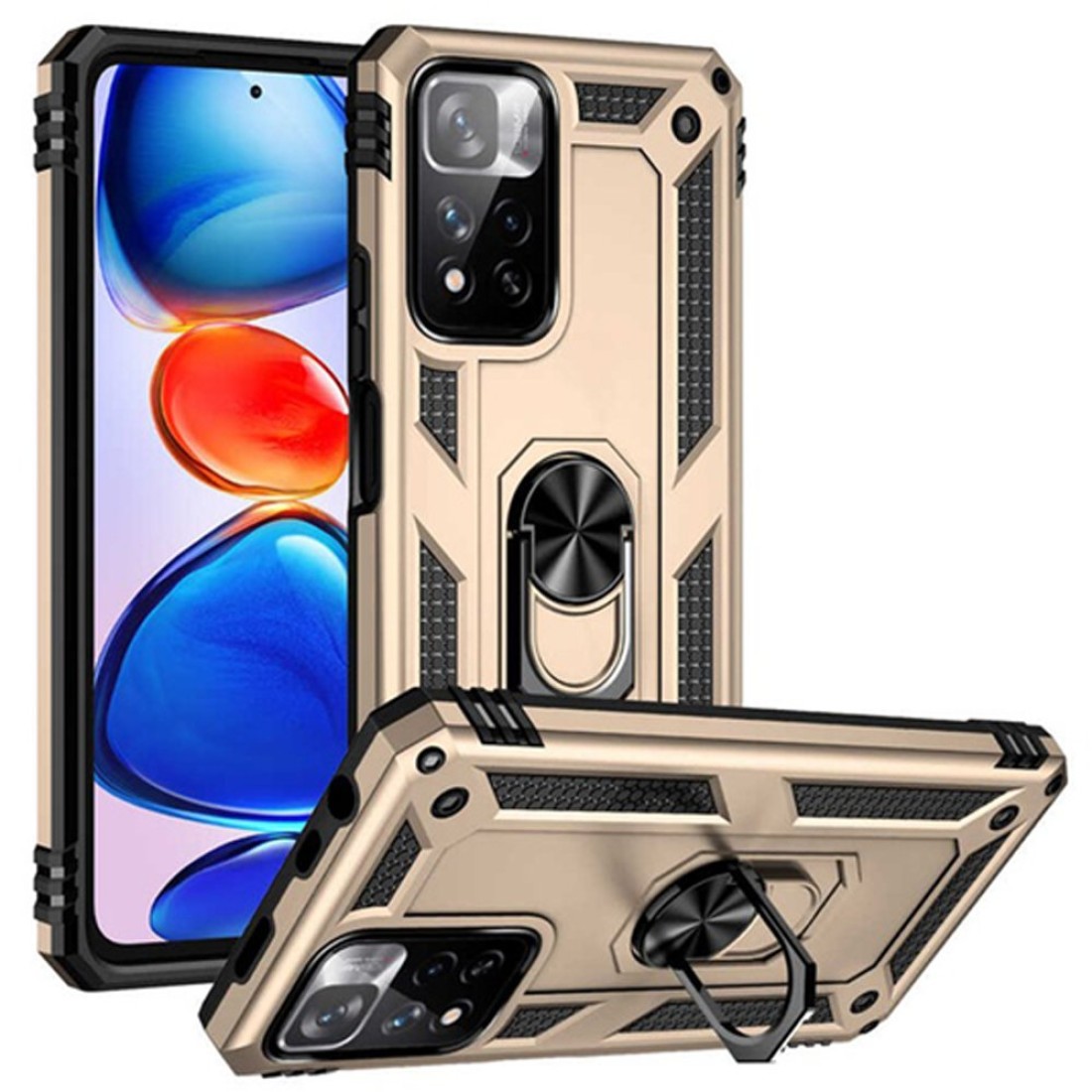  Xiaomi Redmi Note 11 Pro Plus 5G Kılıf Sofya Yüzüklü Silikon Kapak - Gold
