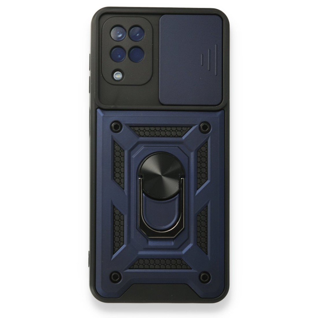  Samsung Galaxy A12 Kılıf Pars Lens Yüzüklü Silikon - Lacivert