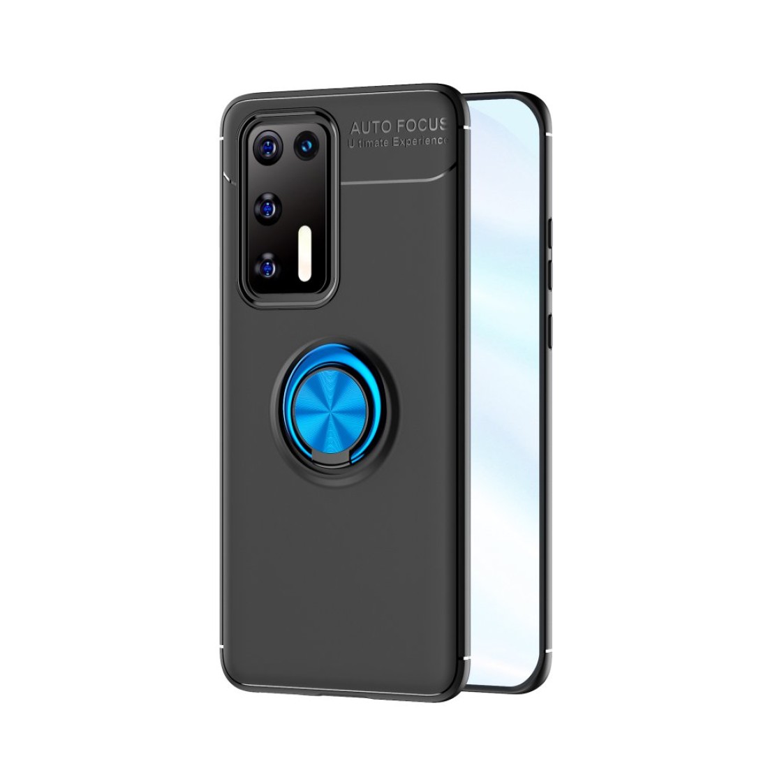  Huawei P40 Kılıf Range Yüzüklü Silikon - Siyah-Mavi