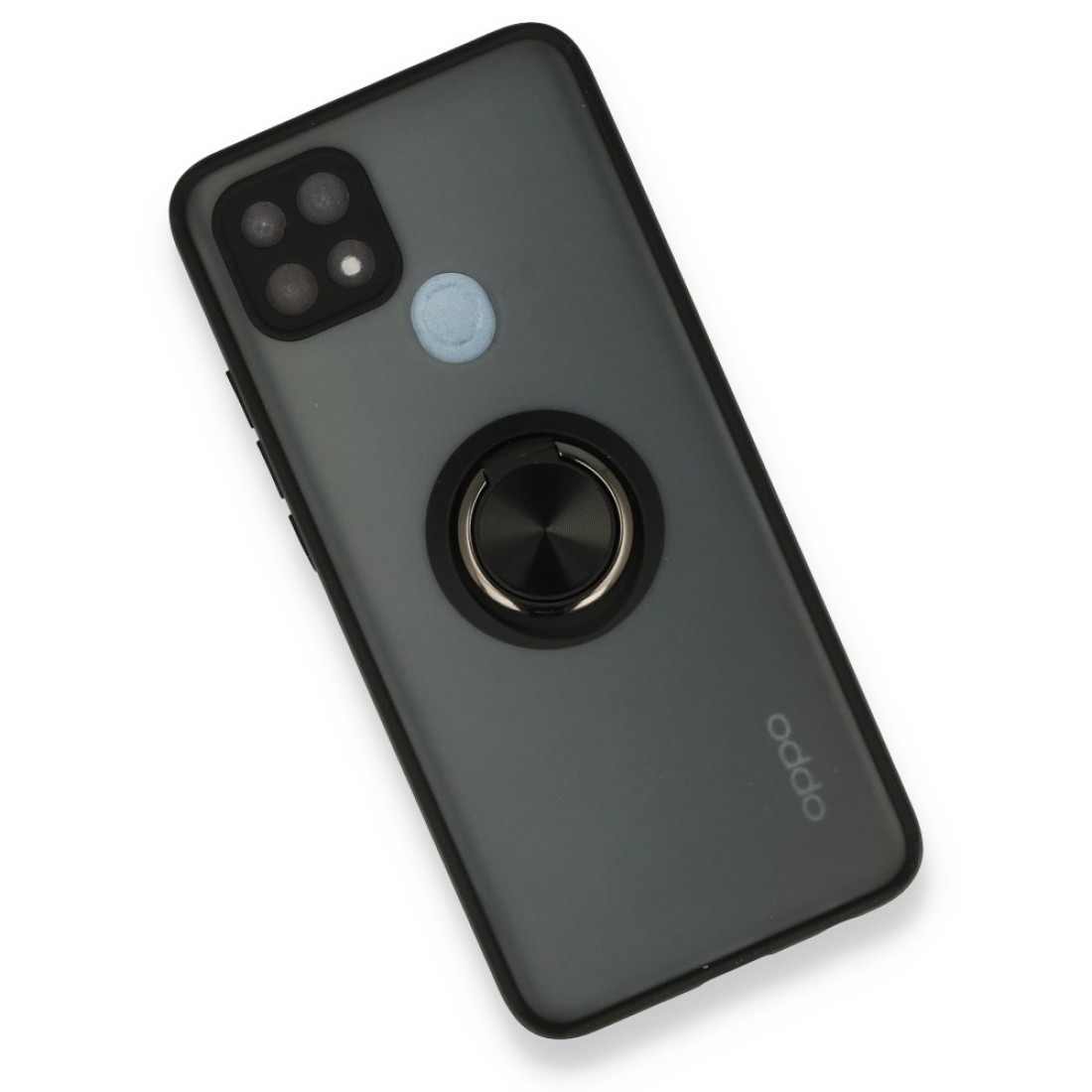  Oppo A15 Kılıf Montreal Yüzüklü Silikon Kapak - Siyah