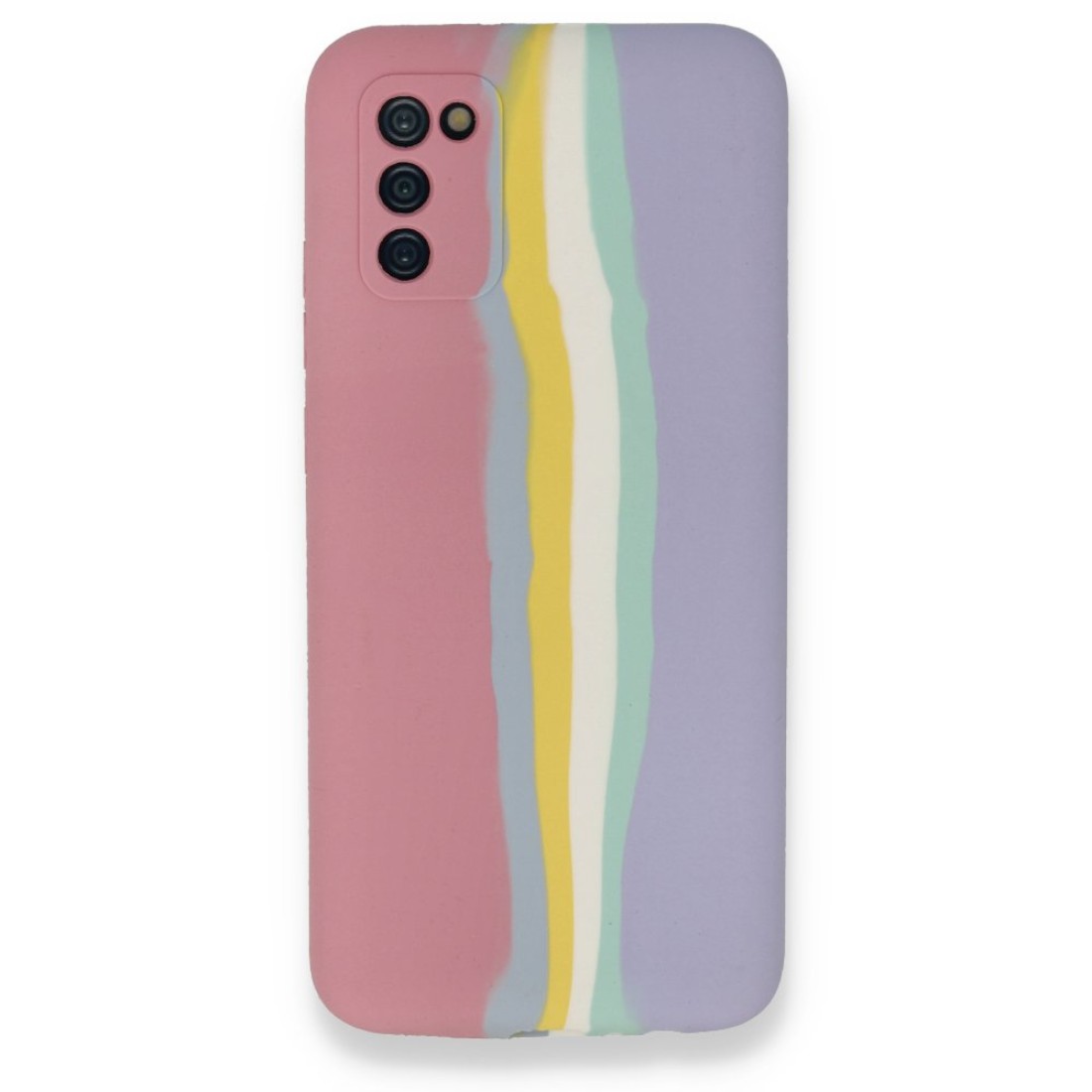  Samsung Galaxy A03S Kılıf Ebruli Lansman Silikon - Pembe-Lila