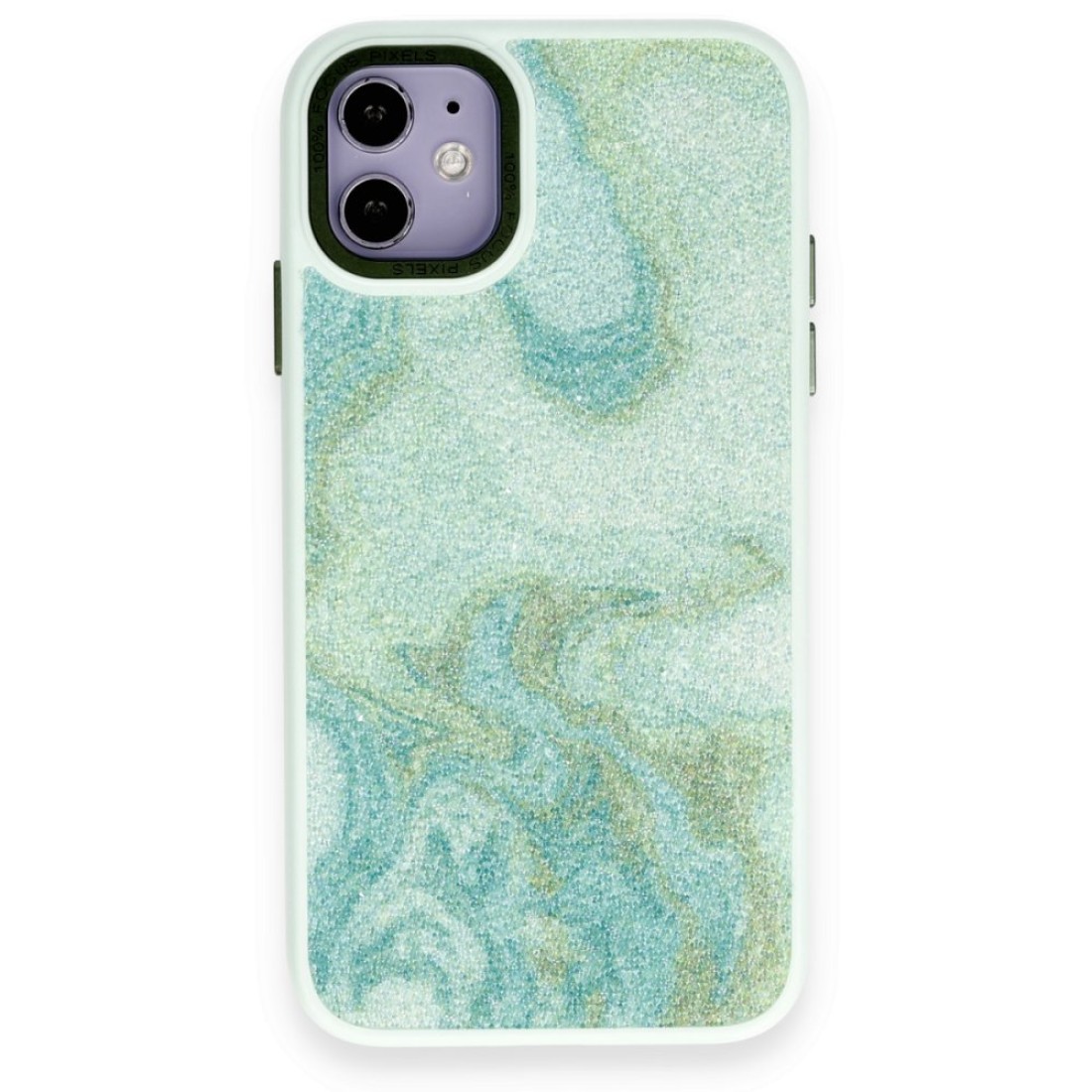  iPhone 12 Kılıf Moda Simli Kapak - Yeşil
