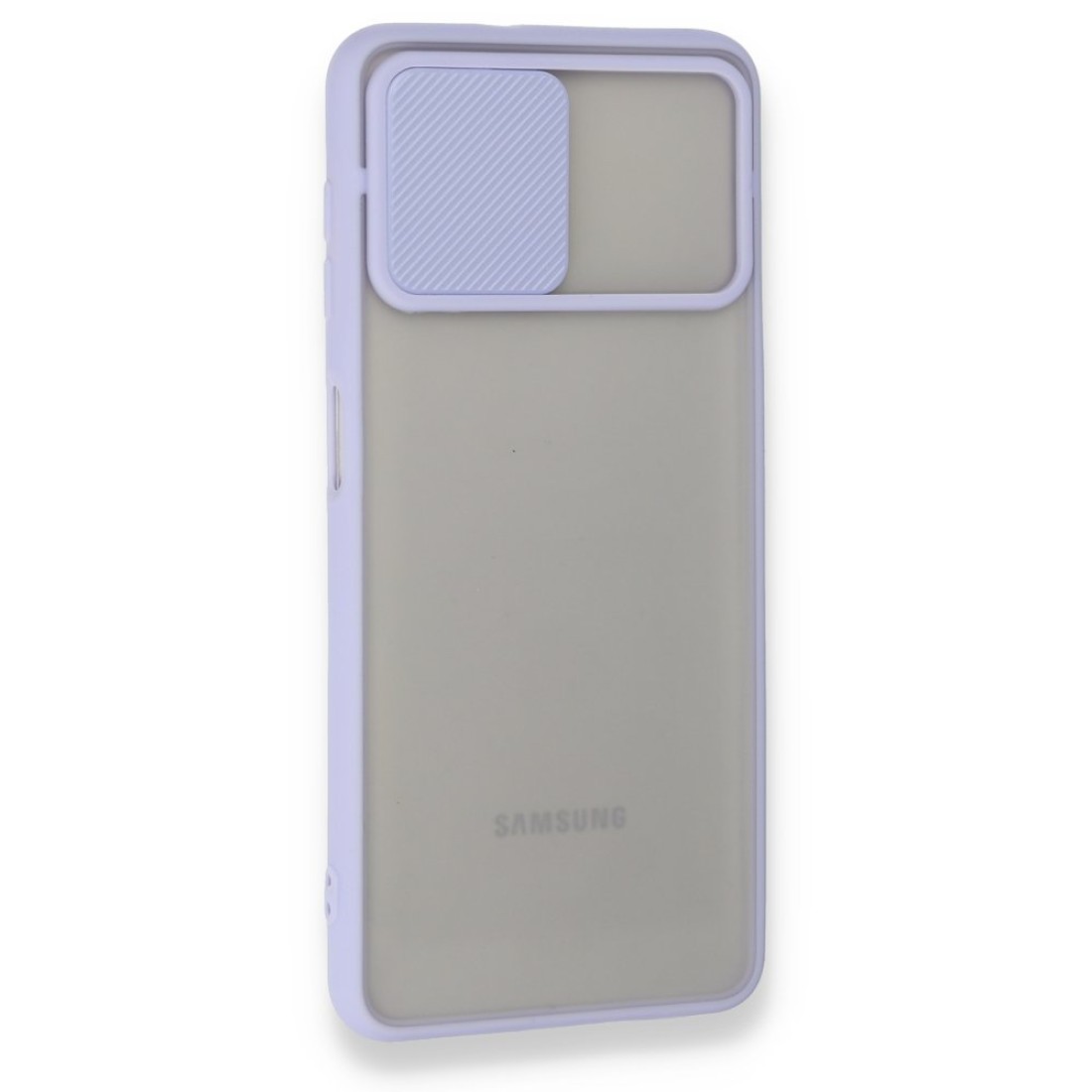  Samsung Galaxy M32 Kılıf Palm Buzlu Kamera Sürgülü Silikon - Lila
