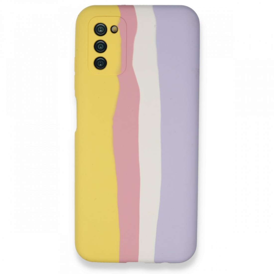  Samsung Galaxy A03S Kılıf Ebruli Lansman Silikon - Sarı-Mavi