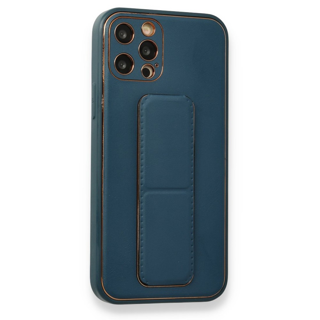iPhone 12 Pro Kılıf Coco Deri Standlı Kapak - Mavi iPhone 12 Pro Kılıf Coco Deri Standlı Kapak - Mavi