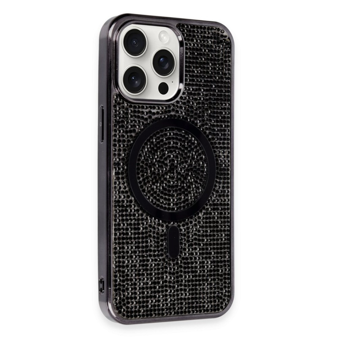  iPhone 15 Pro Max Kılıf Diamond Magsafe Kapak - Siyah