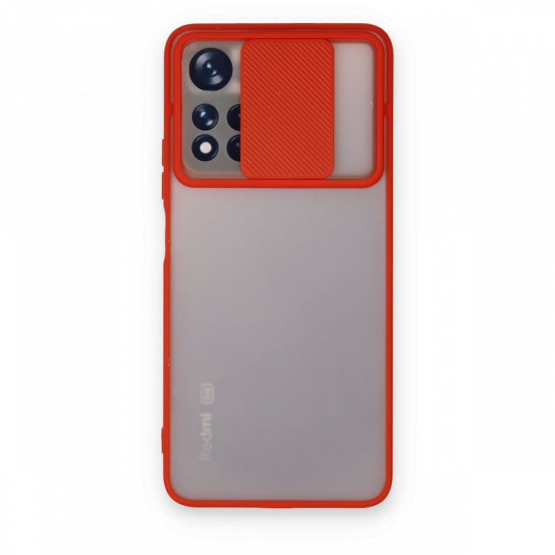  Xiaomi Redmi Note 11 Pro Plus 5G Kılıf Palm Buzlu Kamera Sürgülü Silikon - Kırmızı