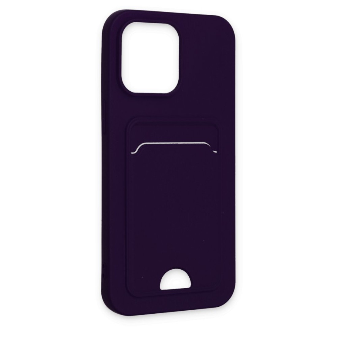  iPhone 14 Pro Max Kılıf Kelvin Kartvizitli Silikon - Derin Mor