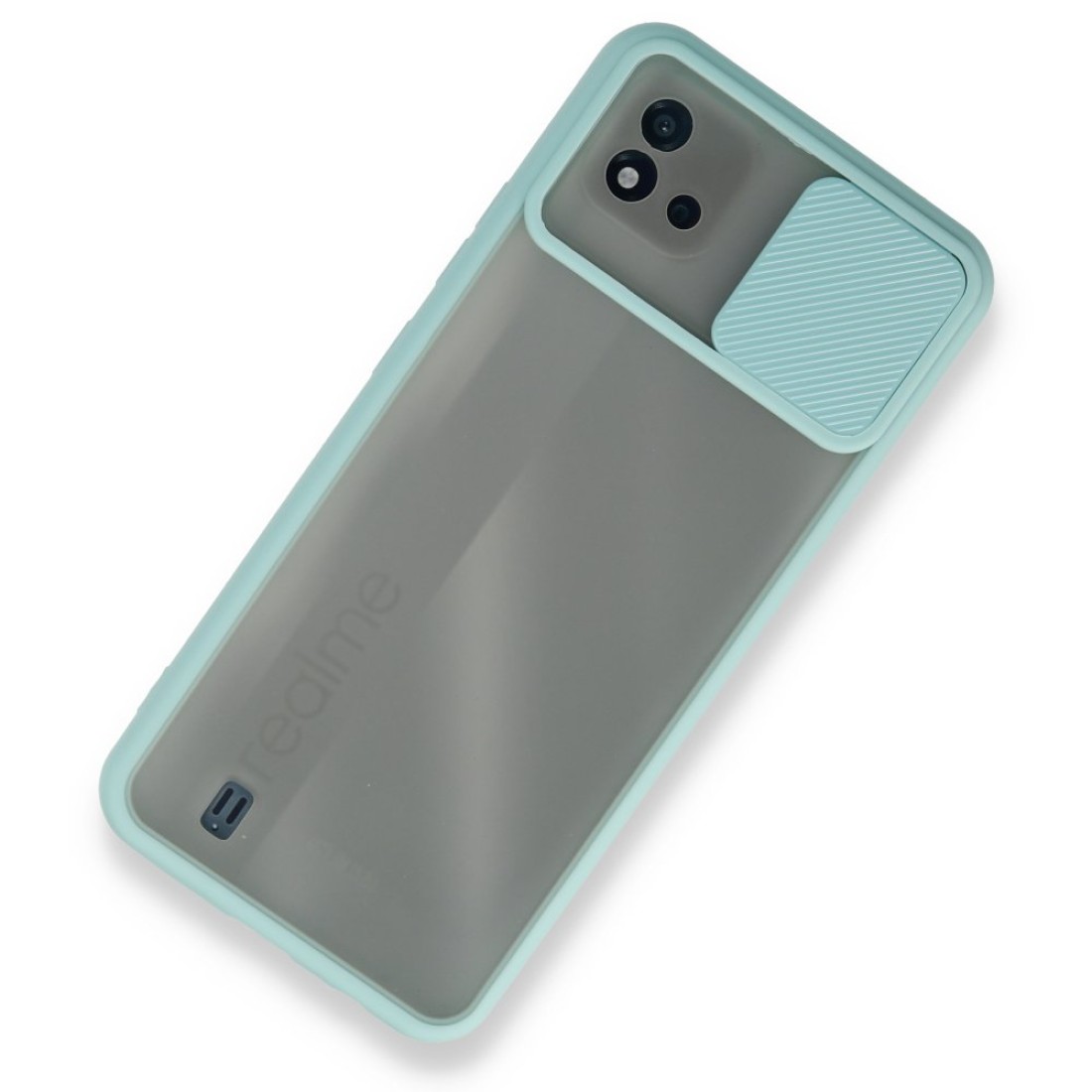  Realme C11 2021 Kılıf Palm Buzlu Kamera Sürgülü Silikon - Turkuaz