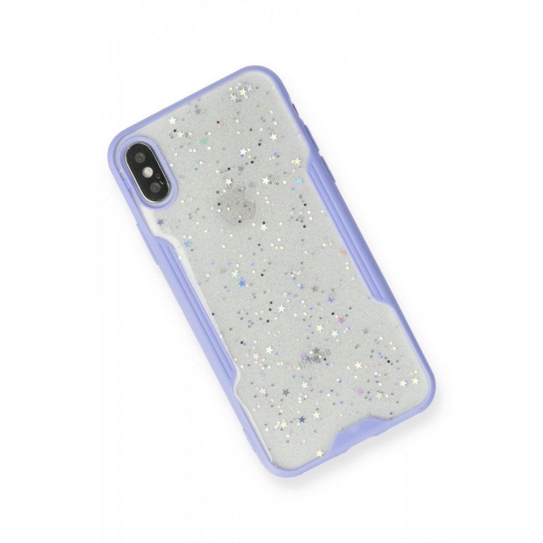  iPhone XS Kılıf Platin Simli Silikon - Lila
