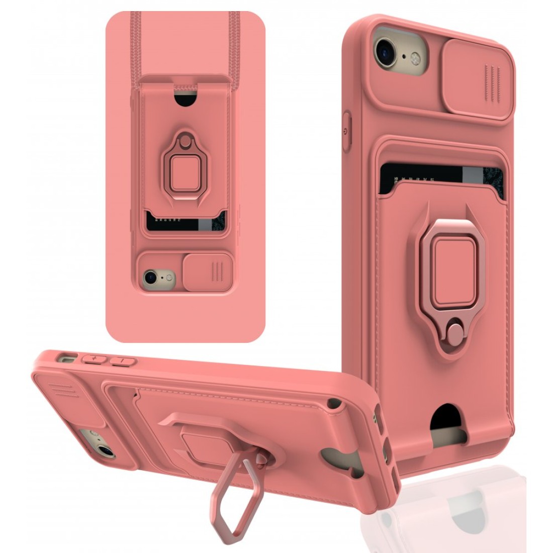  iPhone 6 Kılıf Zuma Kartvizitli Yüzüklü Silikon - Pembe