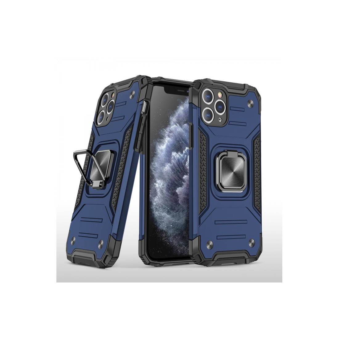  iPhone 11 Pro Kılıf Zegna Yüzüklü Silikon Kapak - Mavi