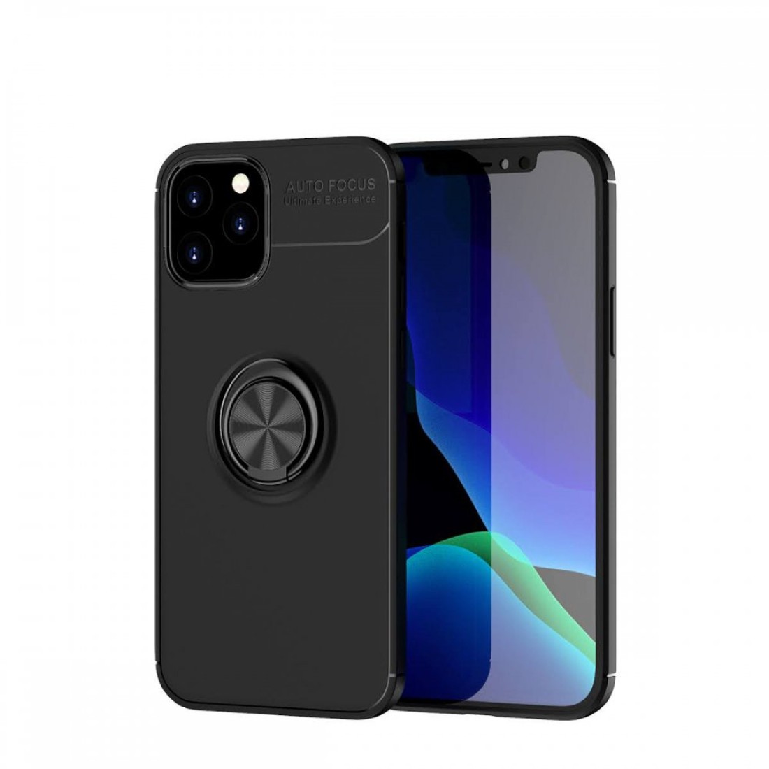 iPhone 12 Kılıf Range Yüzüklü Silikon - Siyah