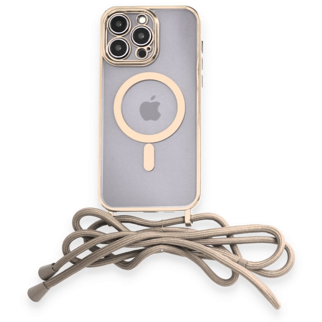  iPhone 13 Pro Max Kılıf Divo Lazer Askılı Magsafe Kapak - Gold