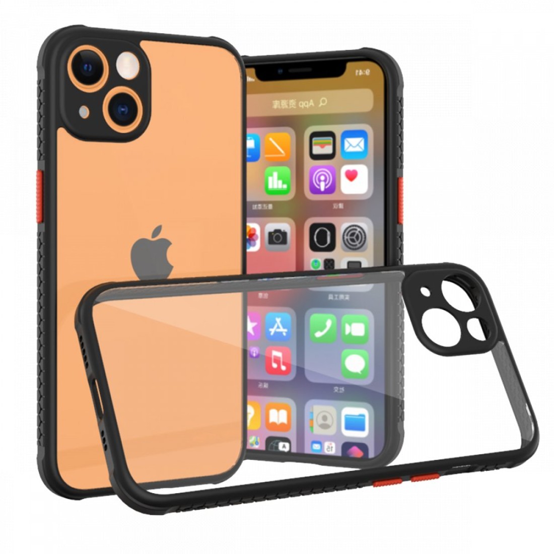  iPhone 13 Mini Kılıf Miami Şeffaf Silikon - Siyah