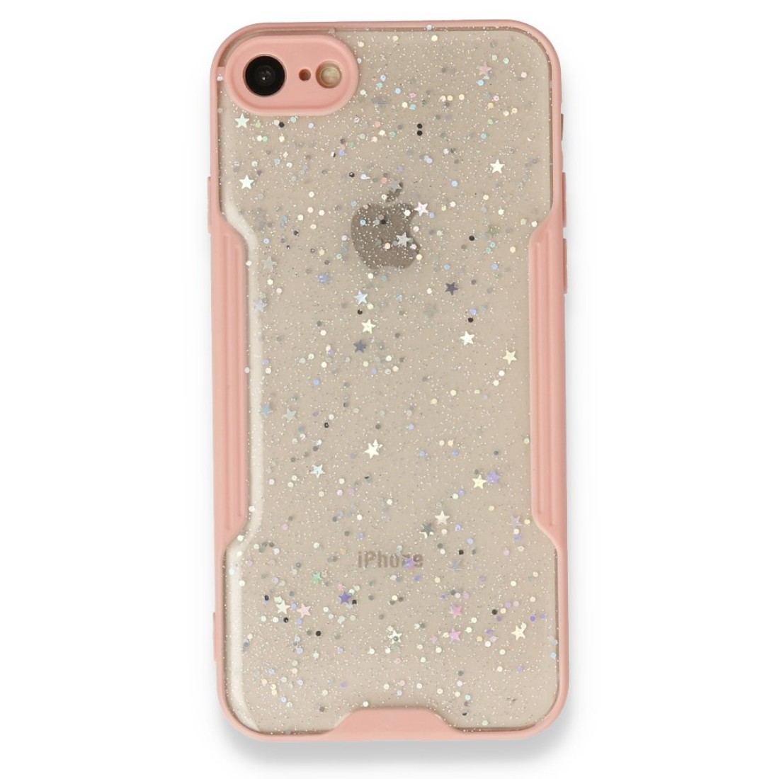  iPhone 7 Kılıf Platin Simli Silikon - Pembe