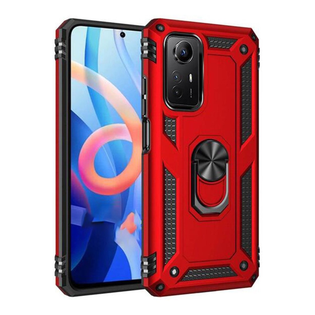  Xiaomi Redmi Note 12S Kılıf Sofya Yüzüklü Silikon Kapak - Kırmızı