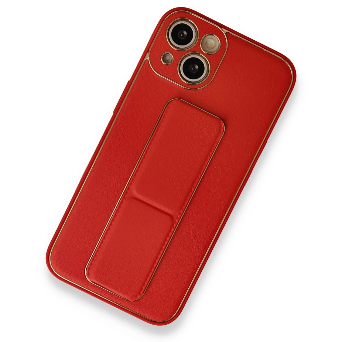 iPhone 13 Kılıf Coco Deri Standlı Kapak - Kırmızı iPhone 13 Kılıf Coco Deri Standlı Kapak - Kırmızı