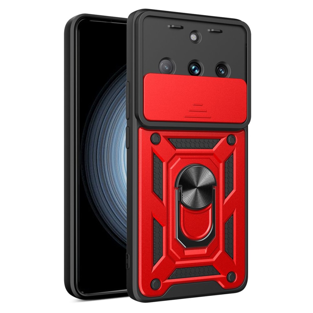  Realme 11 Pro Kılıf Pars Lens Yüzüklü Silikon - Kırmızı