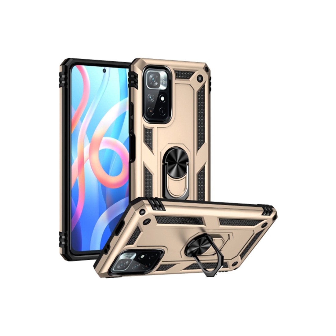  Xiaomi Redmi Note 11T Kılıf Sofya Yüzüklü Silikon Kapak - Gold