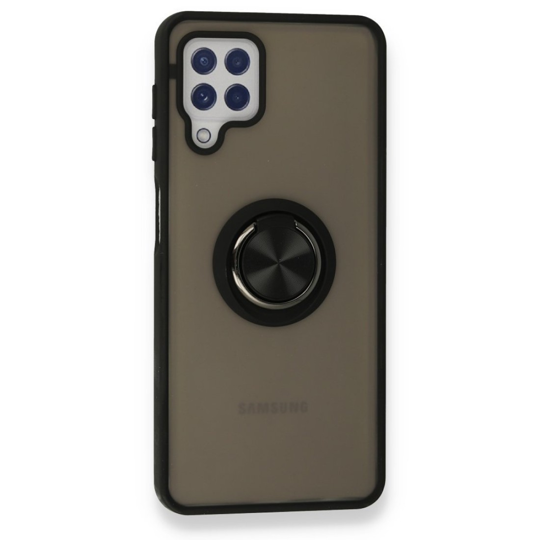  Samsung Galaxy M32 Kılıf Montreal Yüzüklü Silikon Kapak - Siyah