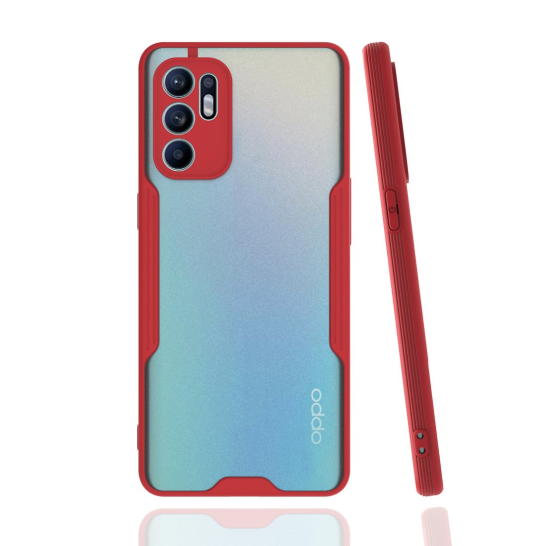 Oppo Reno 6 Kılıf Platin Silikon - Kırmızı Oppo Reno 6 Kılıf Platin Silikon - Kırmızı
