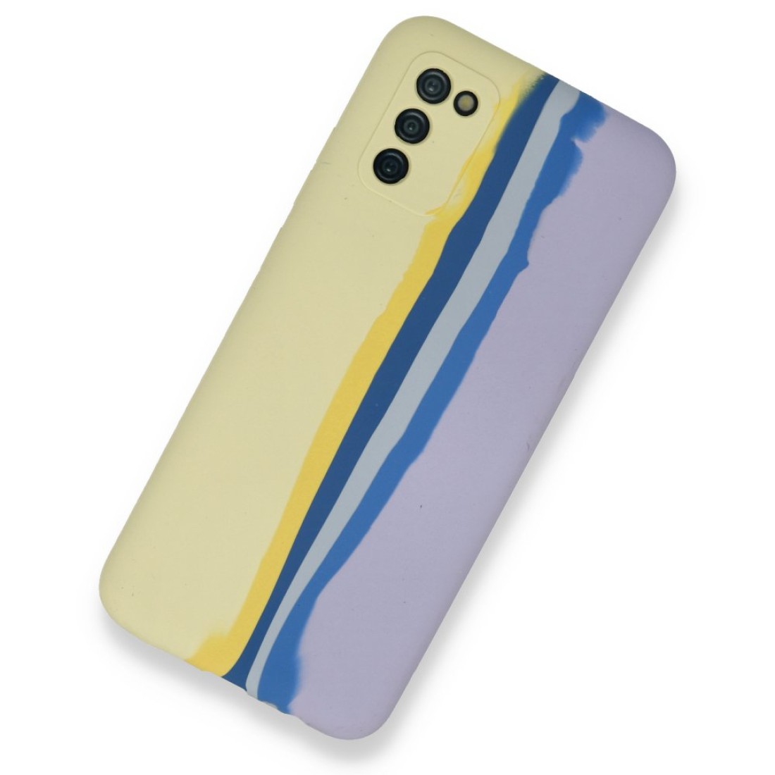 Samsung Galaxy A03S Kılıf Ebruli Lansman Silikon - Sarı-Lila Samsung Galaxy A03S Kılıf Ebruli Lansman Silikon - Sarı-Lila