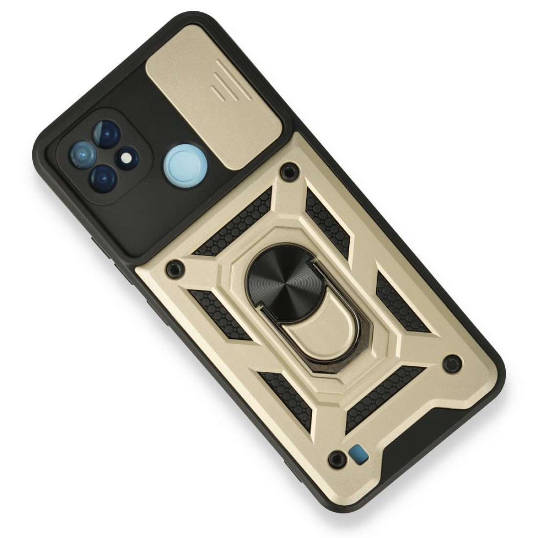  Realme C21 Kılıf Pars Lens Yüzüklü Silikon - Gold