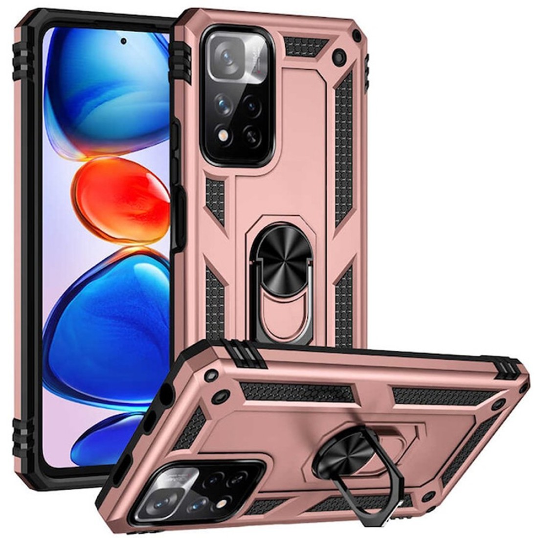 Xiaomi Redmi Note 11 Pro Plus 5G Kılıf Sofya Yüzüklü Silikon Kapak - Rose