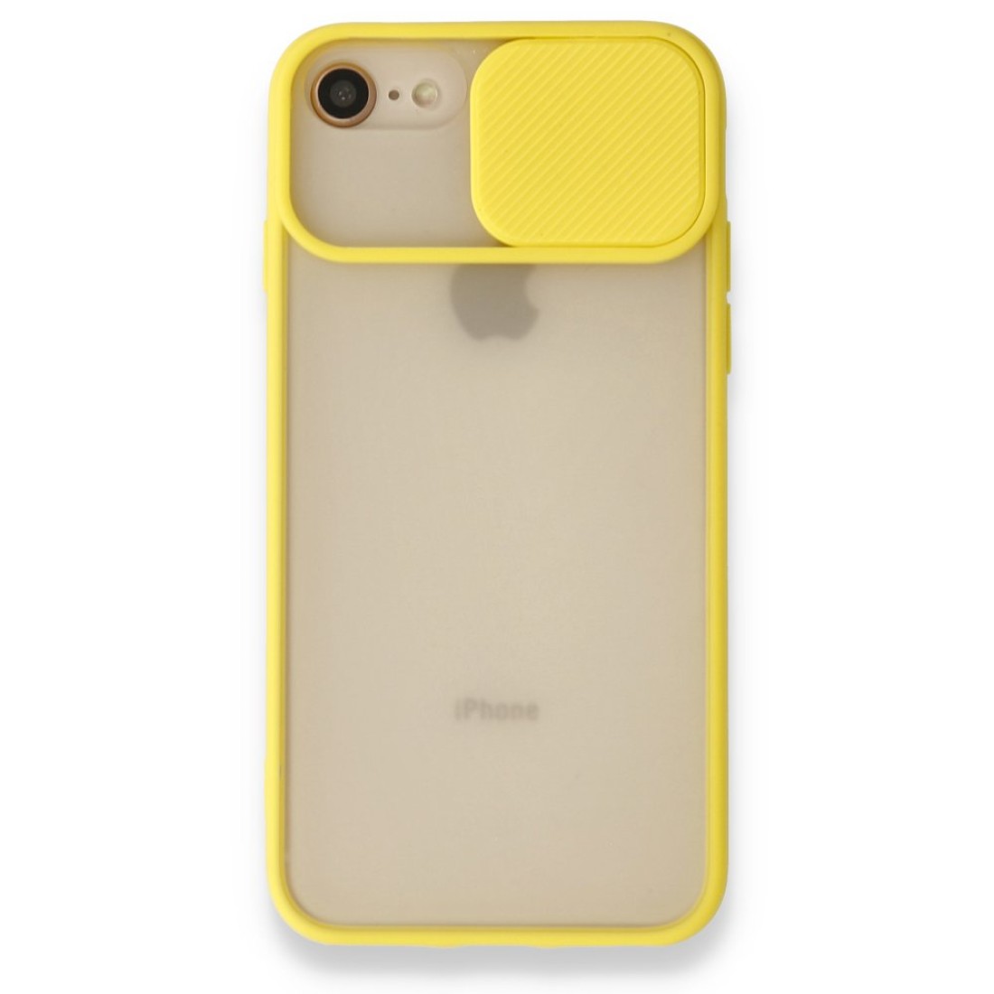  iPhone SE 2020 Kılıf Palm Buzlu Kamera Sürgülü Silikon - Sarı
