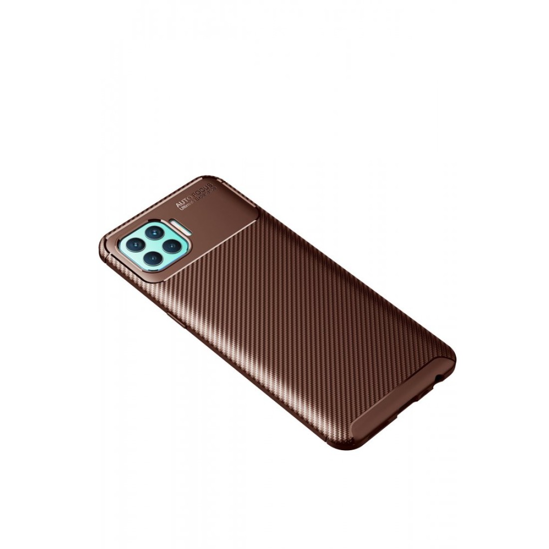 Oppo Reno 4 Lite Kılıf Auto Focus Karbon Kapak - Kahverengi Oppo Reno 4 Lite Kılıf Auto Focus Karbon Kapak - Kahverengi
