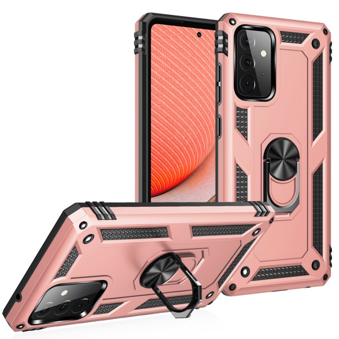 Samsung Galaxy A72 Kılıf Sofya Yüzüklü Silikon Kapak - Rose
