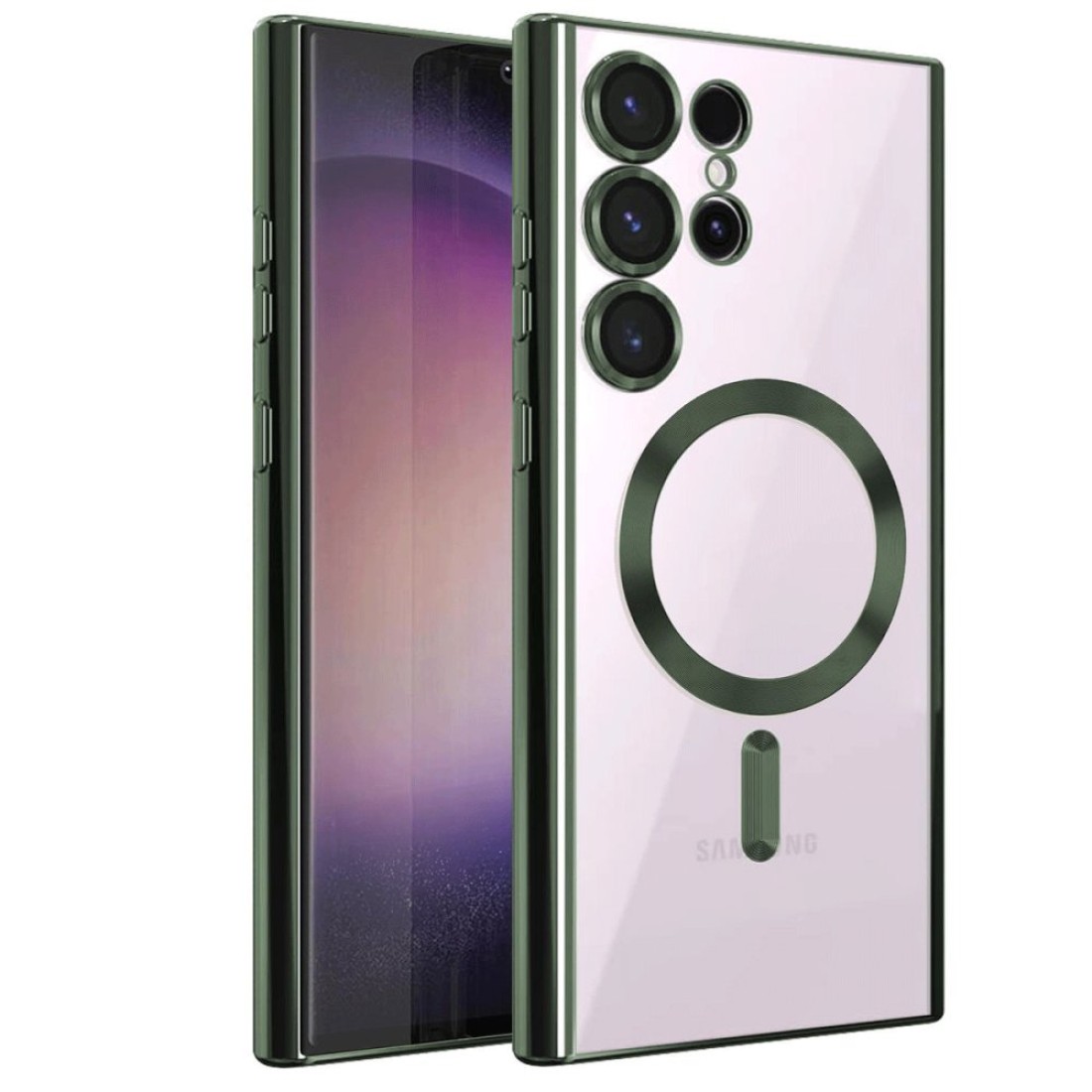  Samsung Galaxy S22 Ultra Kılıf Kross Magneticsafe Kapak - Koyu Yeşil
