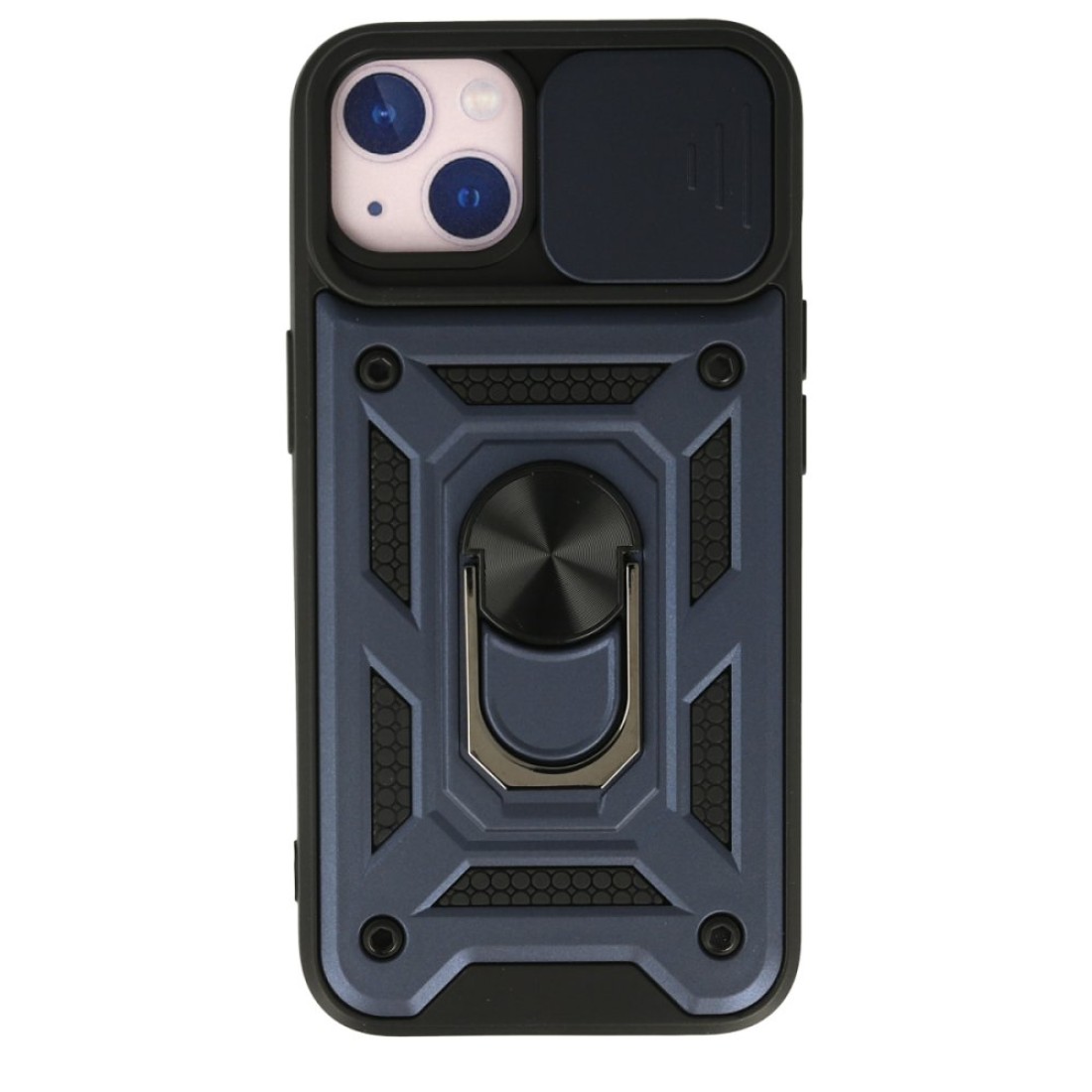  iPhone 15 Kılıf Pars Lens Yüzüklü Silikon - Lacivert