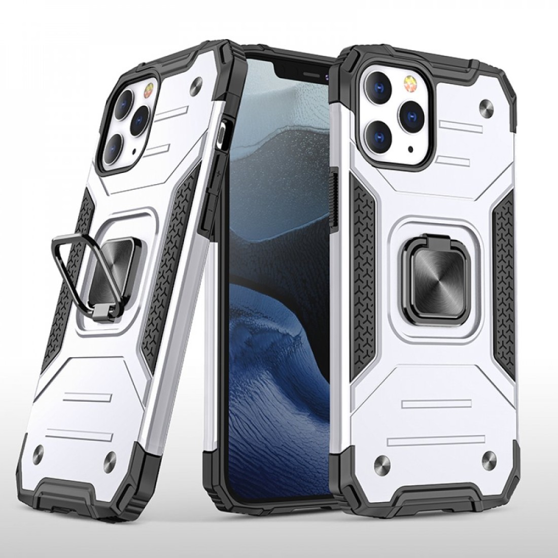  iPhone 13 Pro Max Kılıf Zegna Yüzüklü Silikon Kapak - Gümüş