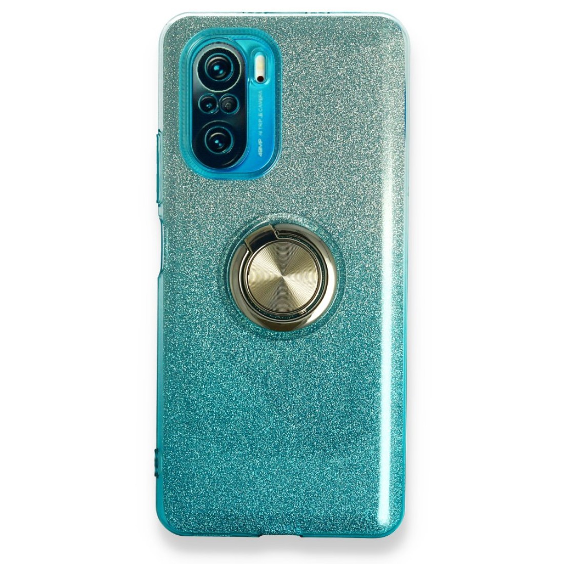  Xiaomi Redmi K40 Kılıf Simli Yüzüklü Silikon - Turkuaz