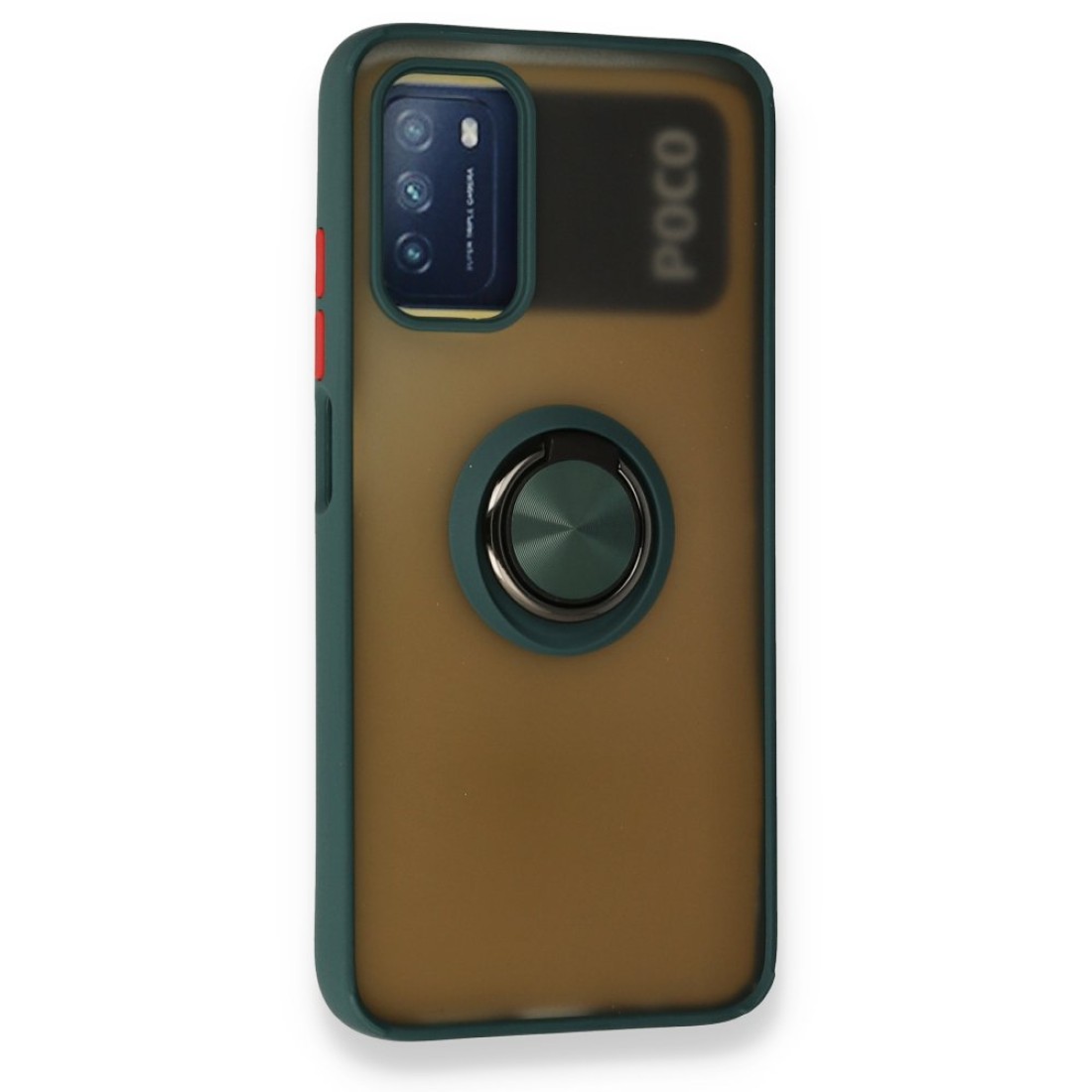  Xiaomi Redmi 9T Kılıf Montreal Yüzüklü Silikon Kapak - Yeşil